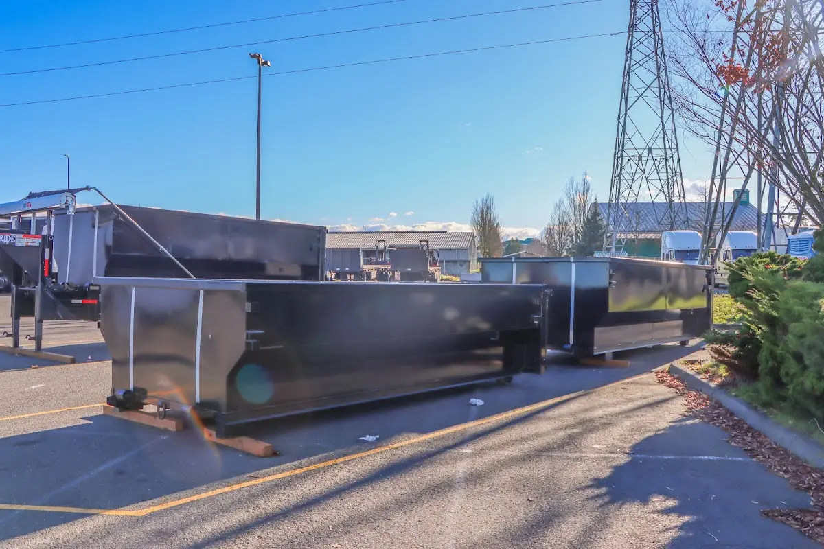 Roll-off dumpster ready for waste disposal at job site for Cleanout Dumpster Rental in West Bradford